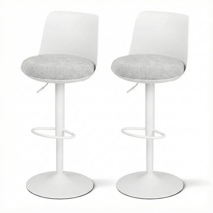 Artiss 2x Bar Stools Kitchen Swivel Gas Lift Counter Dining Chair Curved White