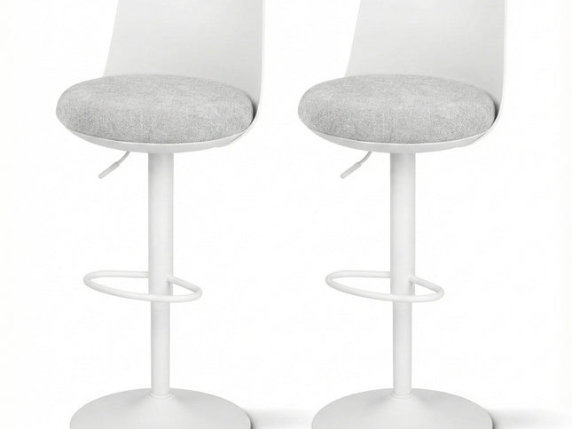 Artiss 2x Bar Stools Kitchen Swivel Gas Lift Counter Dining Chair Curved White
