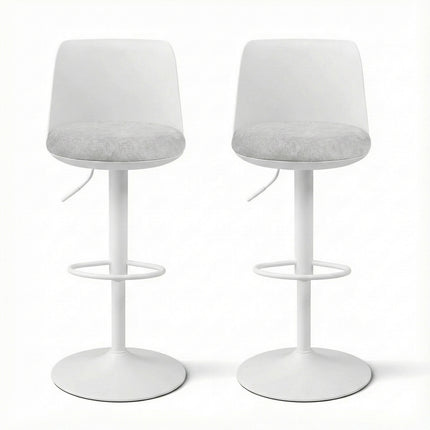 Artiss 2x Bar Stools Kitchen Swivel Gas Lift Counter Dining Chair Curved White