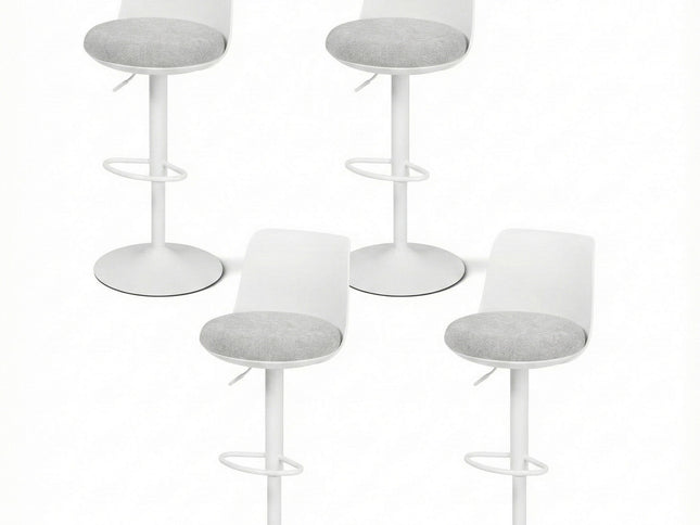 Artiss 4x Bar Stools Kitchen Swivel Gas Lift Counter Dining Chair Curved White