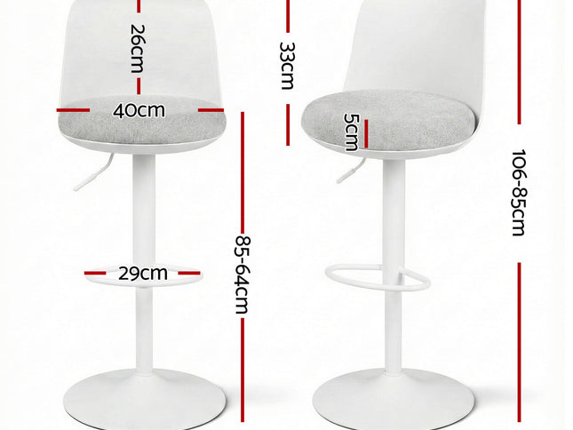 Artiss 4x Bar Stools Kitchen Swivel Gas Lift Counter Dining Chair Curved White
