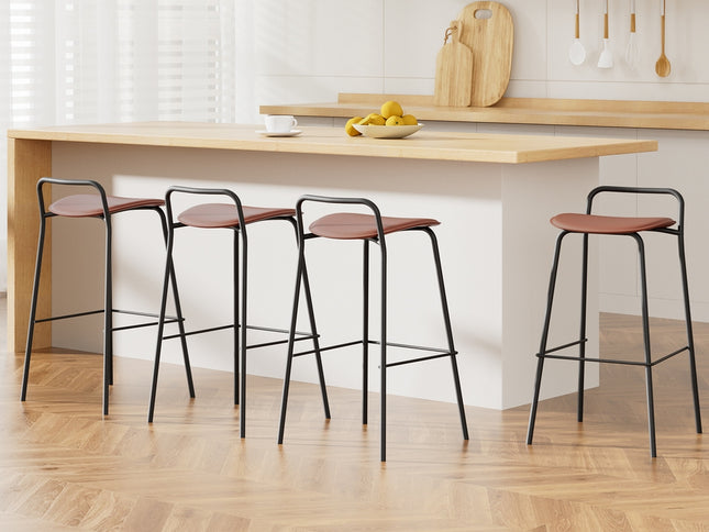 4x Artiss Bar Stools Kitchen Counter Dining Chair Metal Brown
