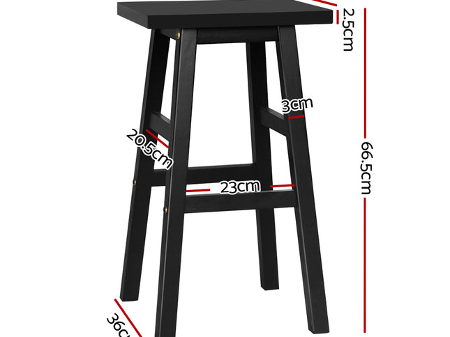 Artiss Bar Stools Kitchen Counter Stools Wooden Chairs Black x2