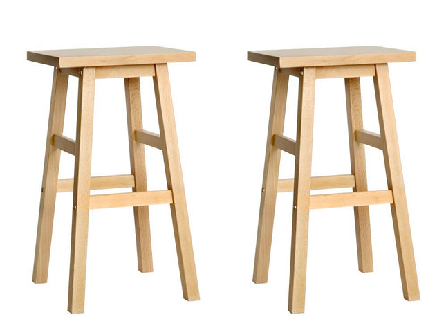 Artiss Bar Stools Kitchen Counter Stools Wooden Chairs Natural x2