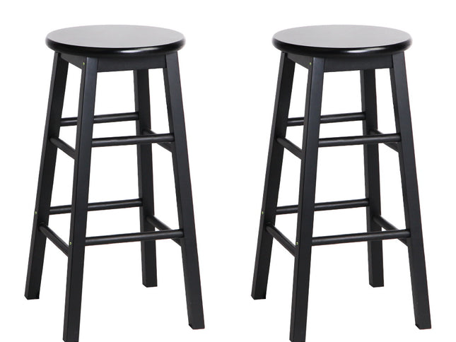 Artiss 2x Bar Stools Round Chairs Wooden Black