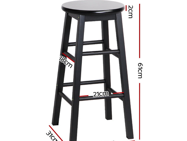 Artiss 2x Bar Stools Round Chairs Wooden Black