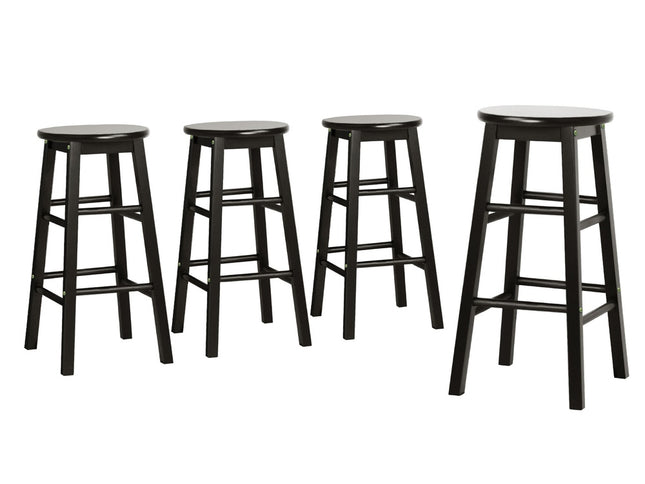 Artiss 4x Bar Stools Round Chairs Wooden Black