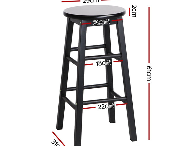 Artiss 4x Bar Stools Round Chairs Wooden Black