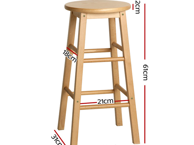 Artiss 2x Bar Stools Round Chairs Wooden Nature