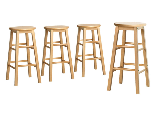Artiss 4x Bar Stools Round Chairs Wooden Nature