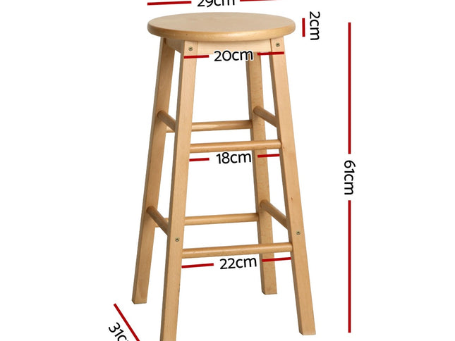 Artiss 4x Bar Stools Round Chairs Wooden Nature