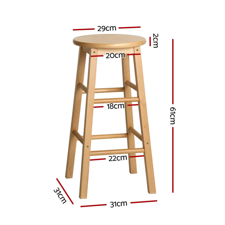 Artiss 4x Bar Stools Round Chairs Wooden Nature