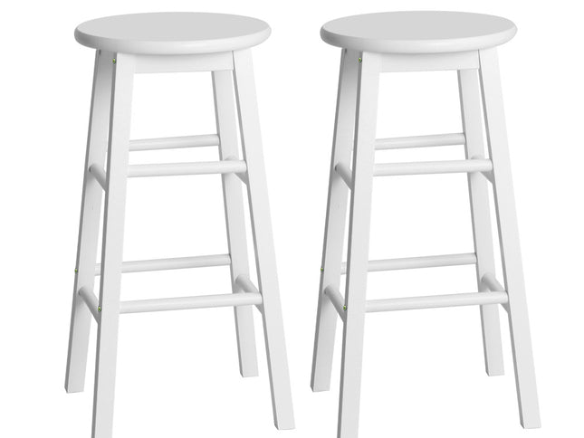 Artiss 2x Bar Stools Round Chairs Wooden White