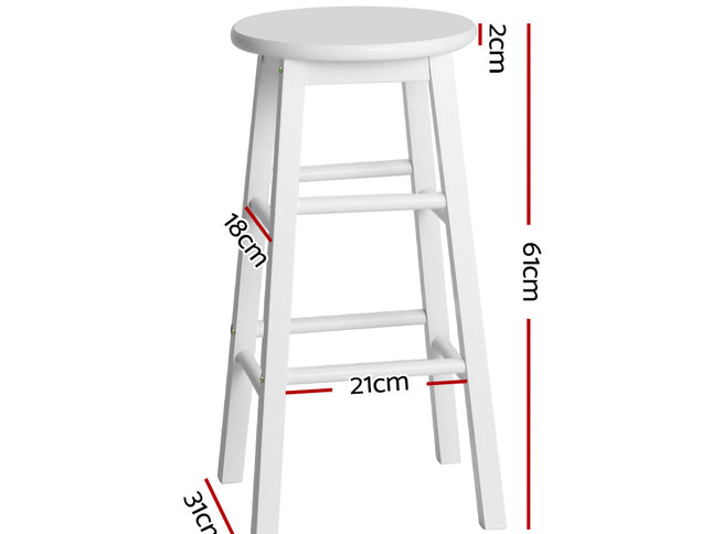 Artiss 2x Bar Stools Round Chairs Wooden White