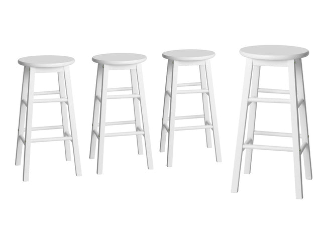 Artiss 4x Bar Stools Round Chairs Wooden White