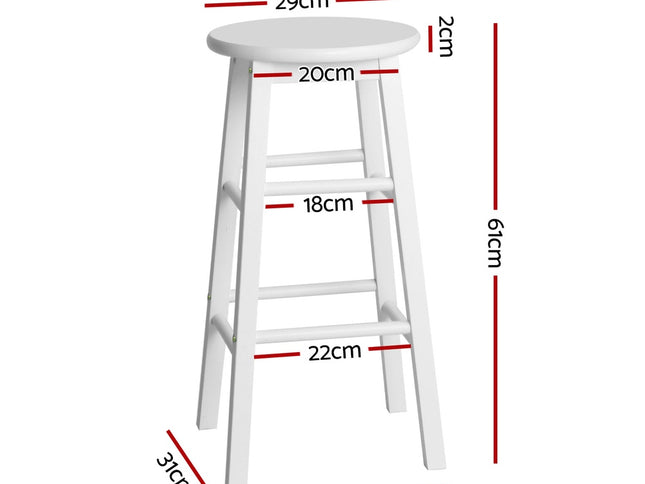 Artiss 4x Bar Stools Round Chairs Wooden White