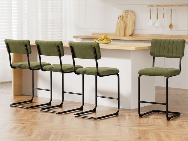 Artiss 4x Bar Stools Velvet Chairs Green