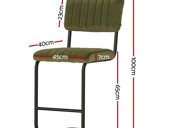 Artiss 4x Bar Stools Velvet Chairs Green