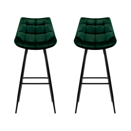 Artiss 2x Bar Stools Velvet Chairs Green