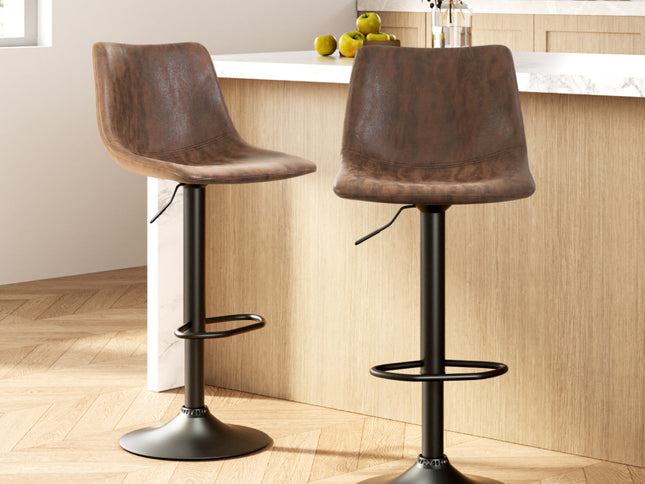 Artiss 2x Bar Stools Vintage Swivel Gas Lift Brown