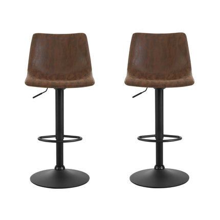 Artiss 2x Bar Stools Vintage Swivel Gas Lift Brown