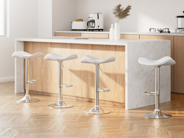 Artiss 4x Bar Stools Leather Gas Lift Chair White