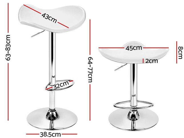 Artiss 4x Bar Stools Leather Gas Lift Chair White