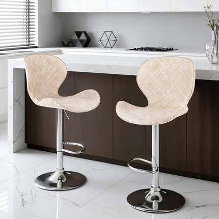 Artiss 2x Bar Stools Kitchen Swivel Gas Lift Counter Chair Wing PE Rattan Beige