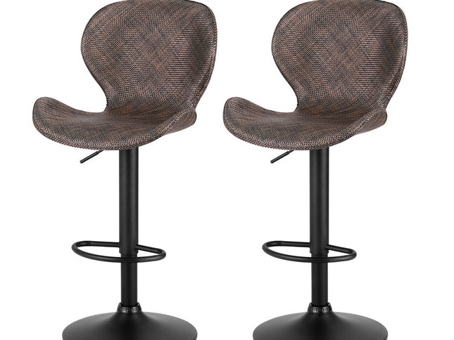 Artiss 2x Bar Stools Kitchen Swivel Gas Lift Counter Chair Wing PE Rattan Brown