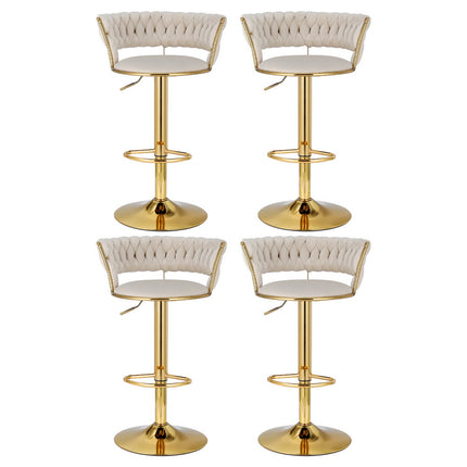 Artiss 4x Bar Stools Gas Lift Velvet Woven Backrest Ivory
