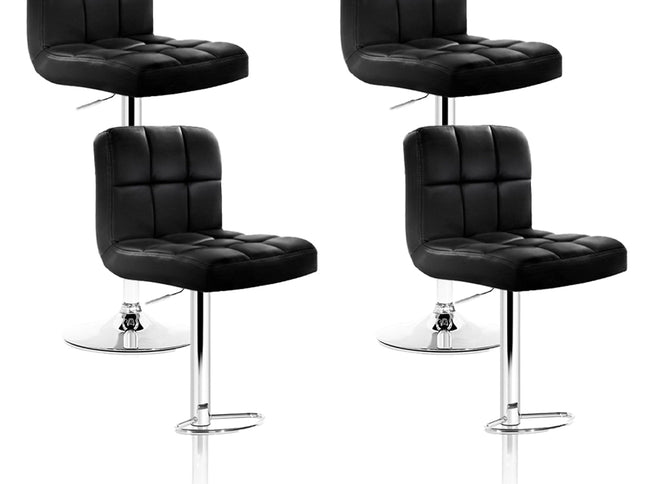 Artiss 4x Bar Stools Leather Gas Lift Black