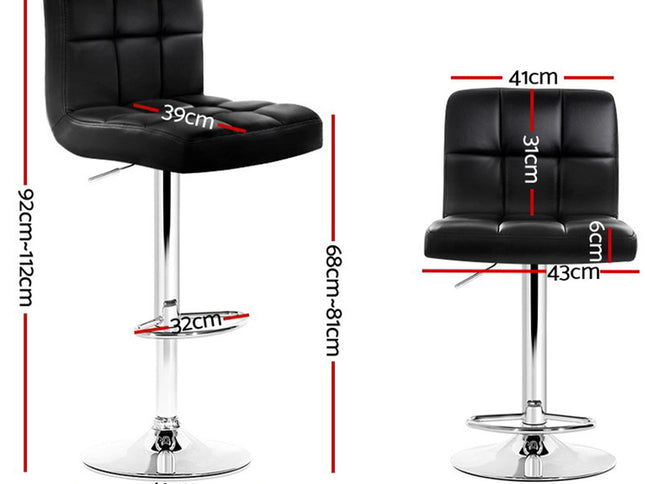 Artiss 4x Bar Stools Leather Gas Lift Black