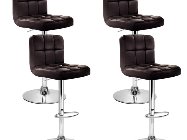 Artiss 4x Bar Stools Leather Gas Lift Brown