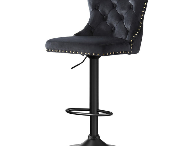 Artiss 1x Velvet Bar Stool Adjustable Height Nailhead Trim Kitchen Counter Stool