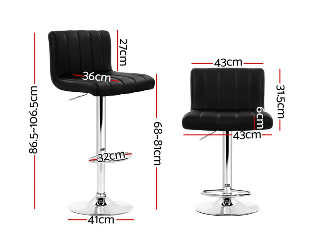 Artiss 2x Bar Stools Gas Lift Leather Chairs Black