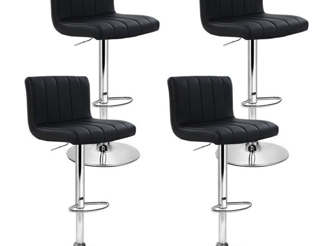 Artiss 4x Bar Stools Gas Lift Leather Black