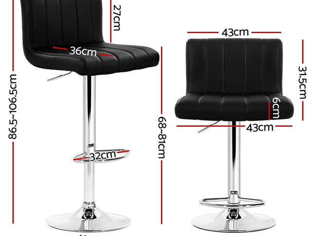 Artiss 4x Bar Stools Gas Lift Leather Black