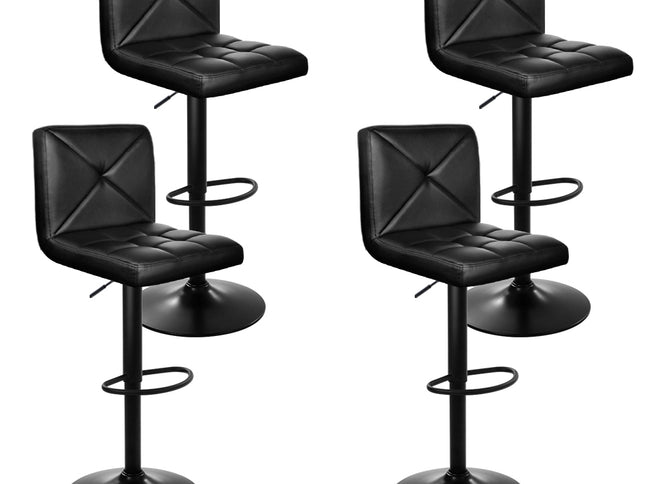 Artiss 4x Bar Stools Gas Lift Leather Chair Black