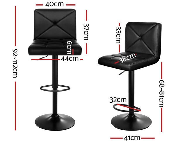 Artiss 4x Bar Stools Gas Lift Leather Chair Black