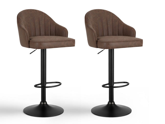 Artiss 2x Bar Stools Kitchen Swivel Gas Lift Counter Chair Shell Leather Brown