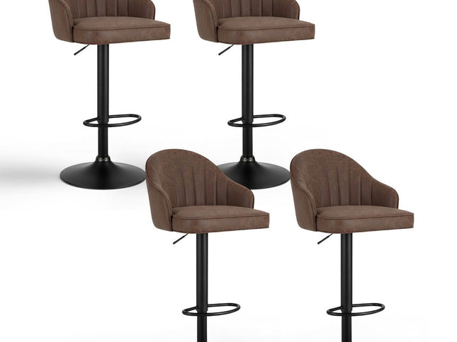 Artiss 4x Bar Stools Kitchen Swivel Gas Lift Counter Chair Shell Leather Brown