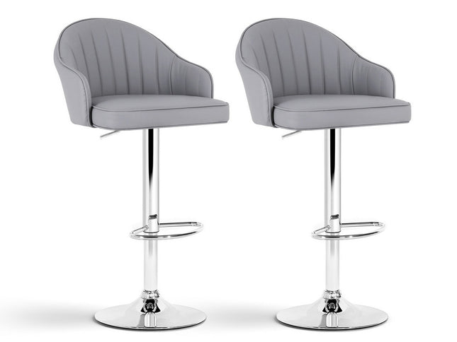 Artiss 2x Bar Stools Kitchen Swivel Gas Lift Counter Chair Shell Leather Grey