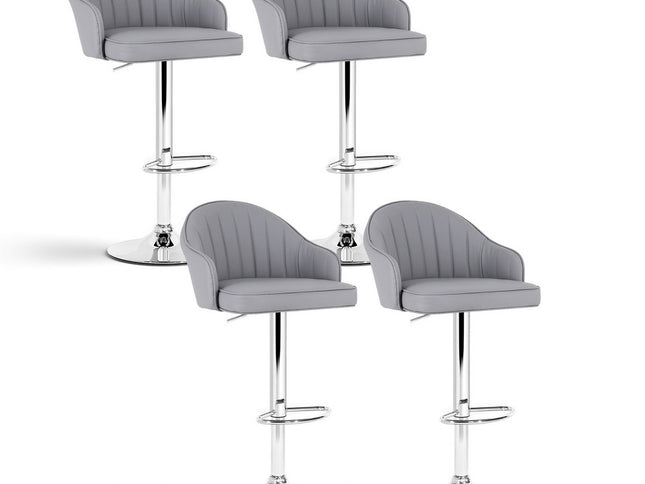Artiss 4x Bar Stools Kitchen Swivel Gas Lift Counter Chair Shell Leather Grey