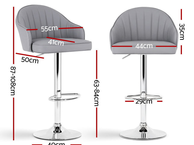 Artiss 4x Bar Stools Kitchen Swivel Gas Lift Counter Chair Shell Leather Grey