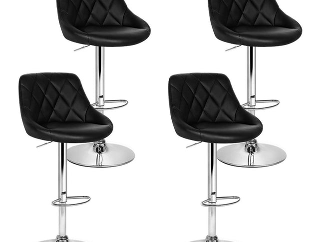 Artiss 4x Bar Stools Leather Padded Gas Lift Black