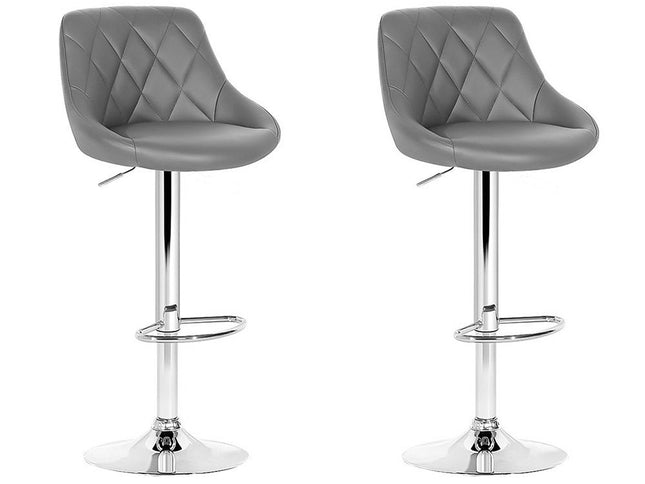 Artiss 2x Bar Stools Leather Padded Gas Lift Grey