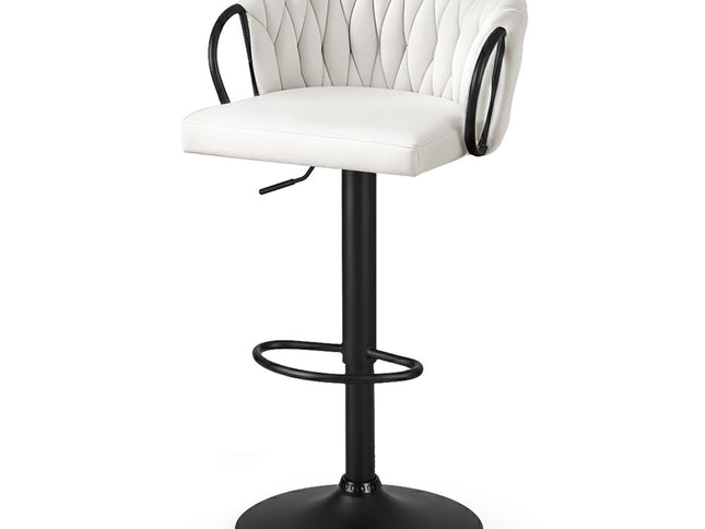 Artiss 1x Bar Stool Single Kitchen Dining Chair Counter Stool Woven Velvet Ivory