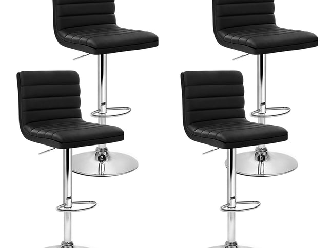 Artiss 4x Bar Stools Padded Leather Gas Lift Black