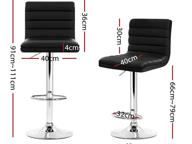 Artiss 4x Bar Stools Padded Leather Gas Lift Black