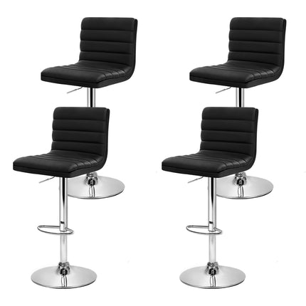 Artiss 4x Bar Stools Padded Leather Gas Lift Black